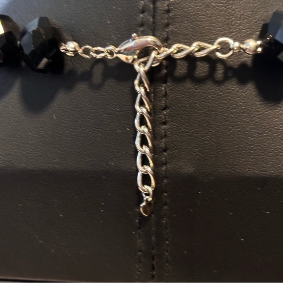 Glass faceted black necklace vintage - Picture 3 of 5